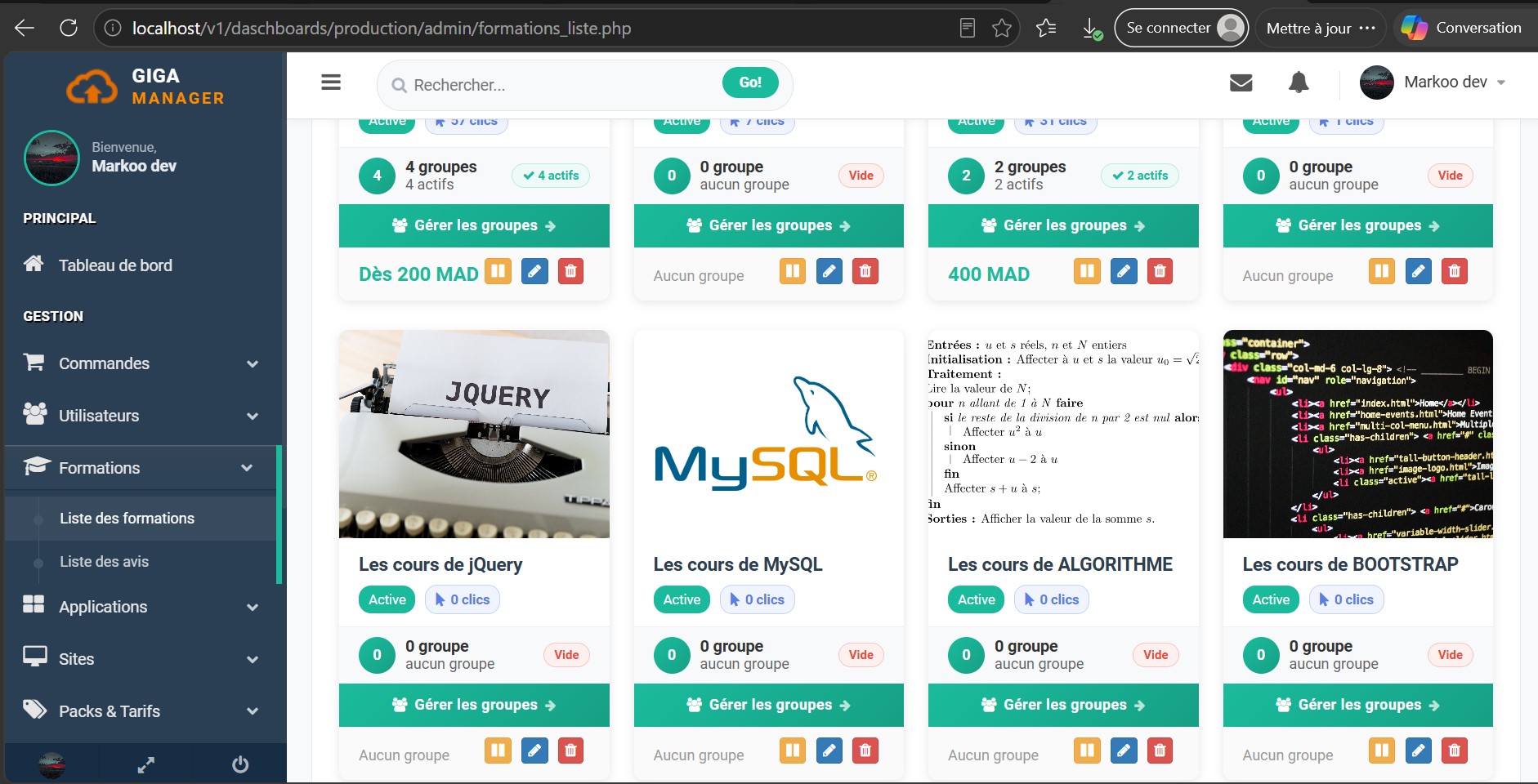 Giga Manager Admin-Dashboard